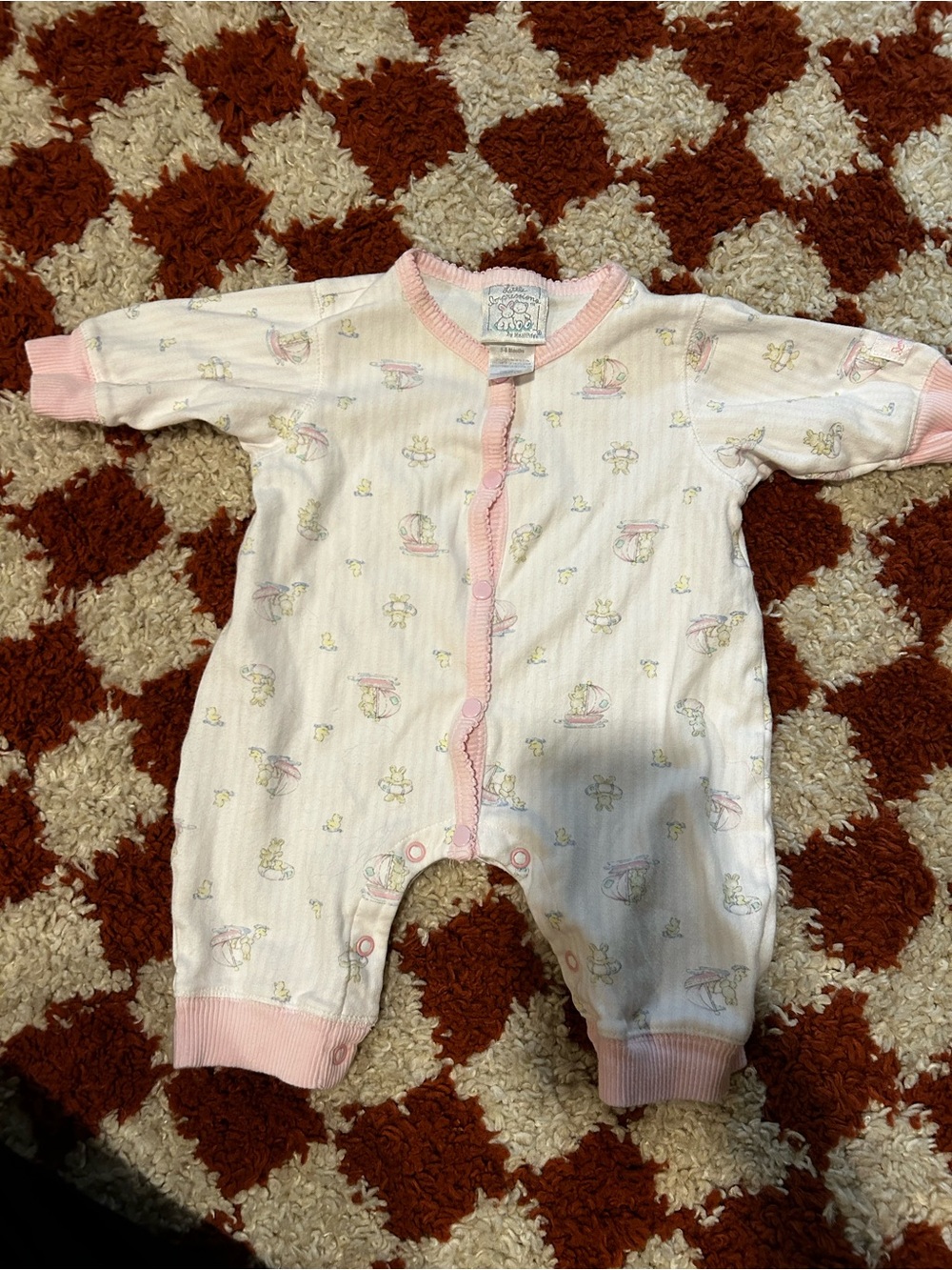 Vintage Little Impressions Pink Trim Baby One-Piece Romper